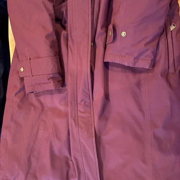 Lands End Women's Winter Long Jacket, L 14-16, Puffy Shell, Maroon - Picture 9 of 12